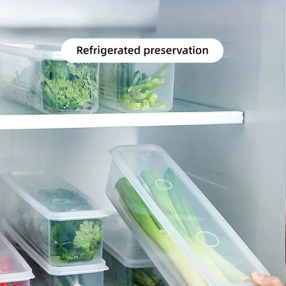 4-Piece Refrigerator Organizer Boxes, Long Rectangular Reusable Plastic Food Storage Containers for Kitchen Pantry - product view 3