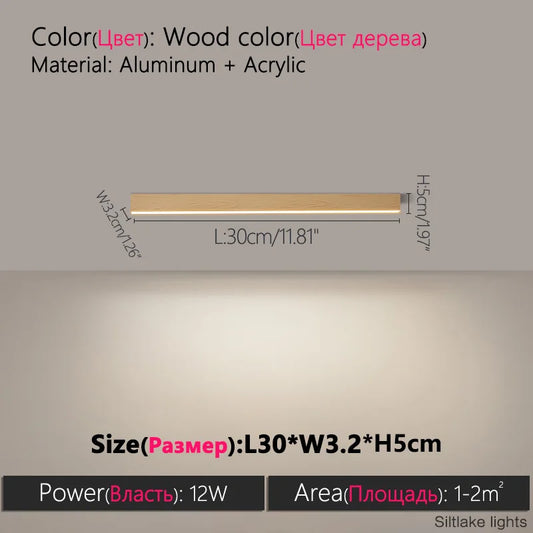 Modern LED Ceiling Light, Long Surface-Mounted Strip with Aluminum and Acrylic Body, 60–200cm Options for Home and Office - product view 1