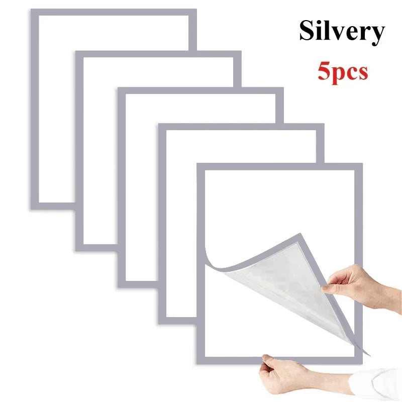 Magnetic Photo Frame Set, Self-Adhesive Reusable Wall Display, Rectangle Plastic Frames in Gold, Silver or Black, 3 Sizes - product view 1