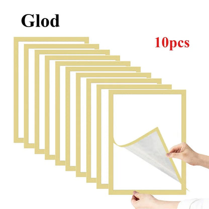 Magnetic Photo Frame Set, Self-Adhesive Reusable Wall Display, Rectangle Plastic Frames in Gold, Silver or Black, 3 Sizes - product view 5