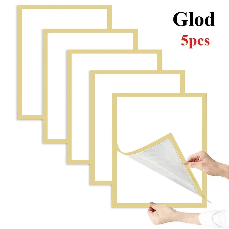 Magnetic Photo Frame Set, Self-Adhesive Reusable Wall Display, Rectangle Plastic Frames in Gold, Silver or Black, 3 Sizes - product view 6
