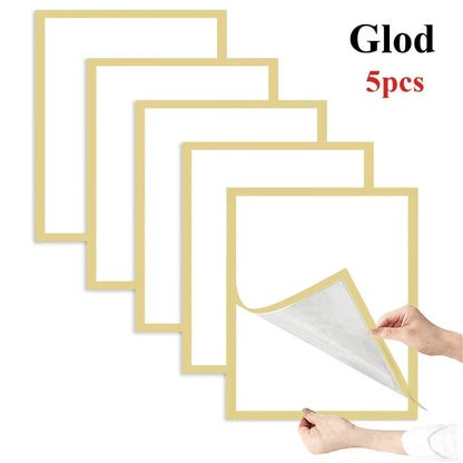 Magnetic Photo Frame Set, Self-Adhesive Reusable Wall Display, Rectangle Plastic Frames in Gold, Silver or Black, 3 Sizes - product view 6