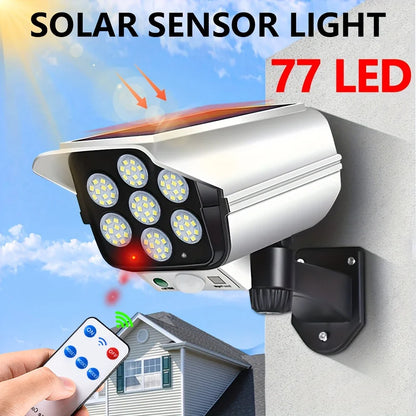 Solar Flood Light with Motion Sensor, Remote Control, 77 LED, 3 Lighting Modes, 3.7V Battery for Outdoor Walls - product view 1
