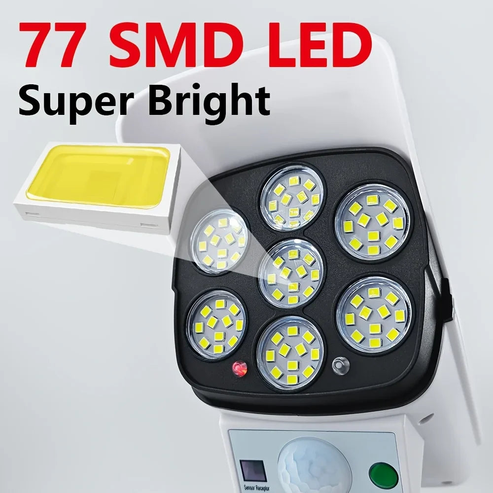 Solar Flood Light with Motion Sensor, Remote Control, 77 LED, 3 Lighting Modes, 3.7V Battery for Outdoor Walls - product view 2