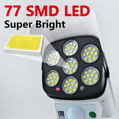 Solar Flood Light with Motion Sensor, Remote Control, 77 LED, 3 Lighting Modes, 3.7V Battery for Outdoor Walls - product view 2