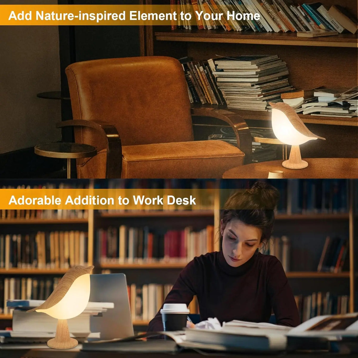 Rechargeable LED Bird Table Lamp, Touch-Control Night Light with ABS Body, 5V Power and Included Bulb for Holiday Décor - product view 2