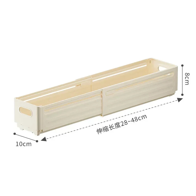 Stackable Pantry Bin, Adjustable Rectangular Plastic Storage Box in White or Cream, Small, Medium or Large for Cabinets - product view 1
