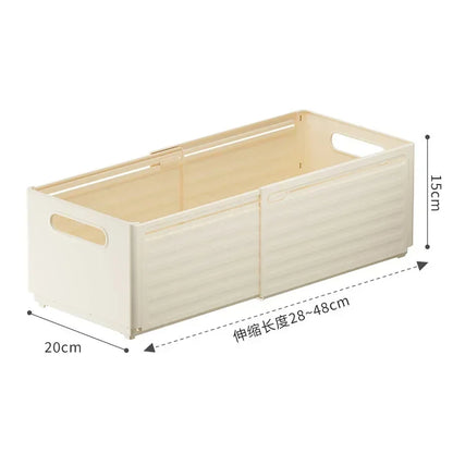 Stackable Pantry Bin, Adjustable Rectangular Plastic Storage Box in White or Cream, Small, Medium or Large for Cabinets - product view 4