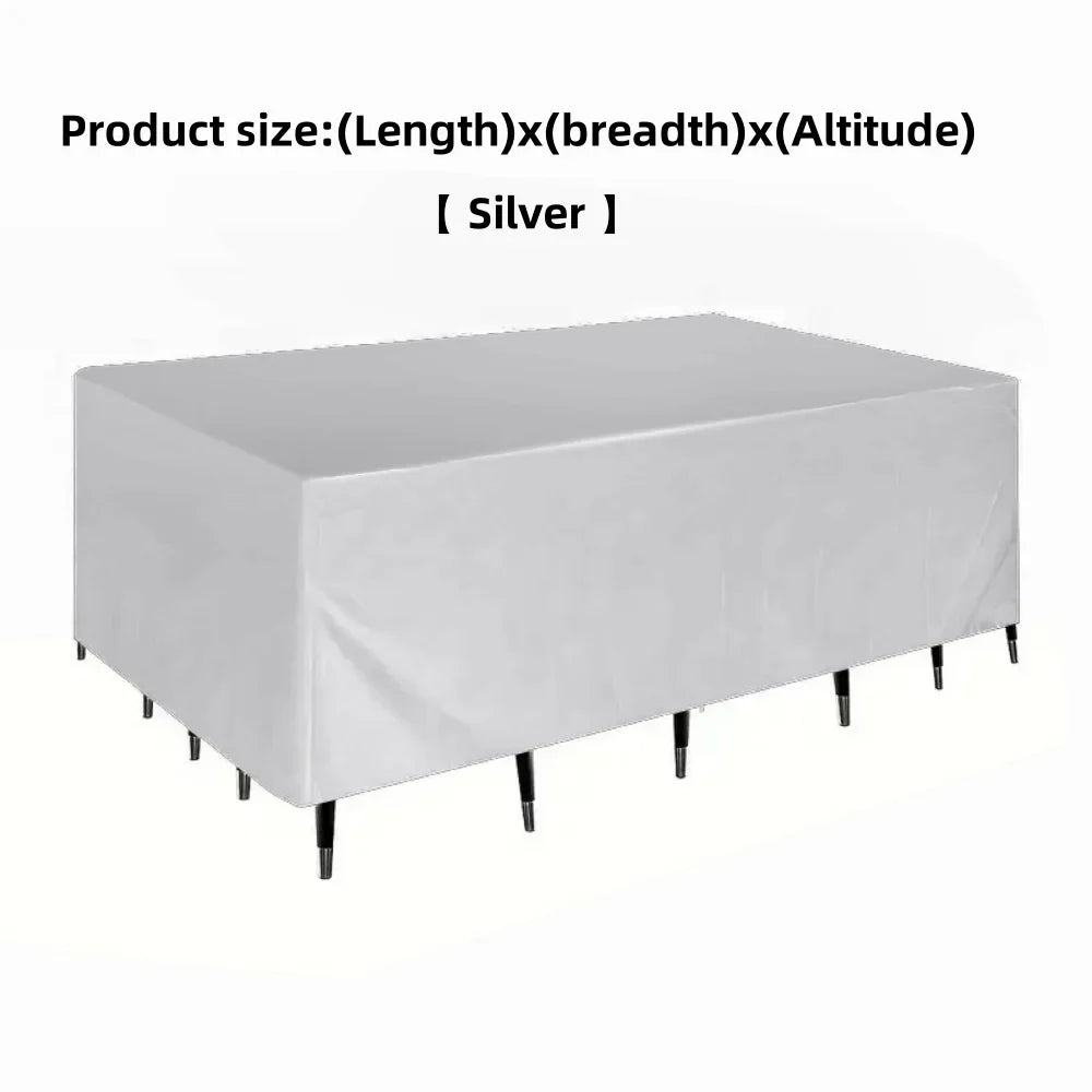 Outdoor Furniture Cover, Waterproof Dustproof Polyester Patio Protection, Silver or Black, Multiple Sizes for Tables and Seating - product view 1