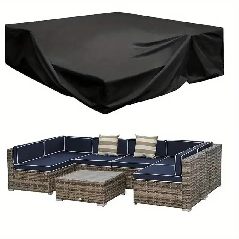 Outdoor Furniture Cover, Waterproof Dustproof Polyester Patio Protection, Silver or Black, Multiple Sizes for Tables and Seating - product view 3