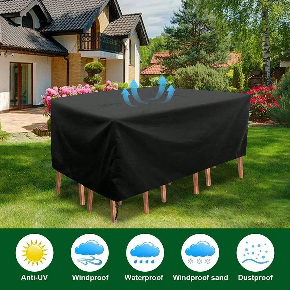 Outdoor Furniture Cover, Waterproof Dustproof Polyester Patio Protection, Silver or Black, Multiple Sizes for Tables and Seating - product view 5