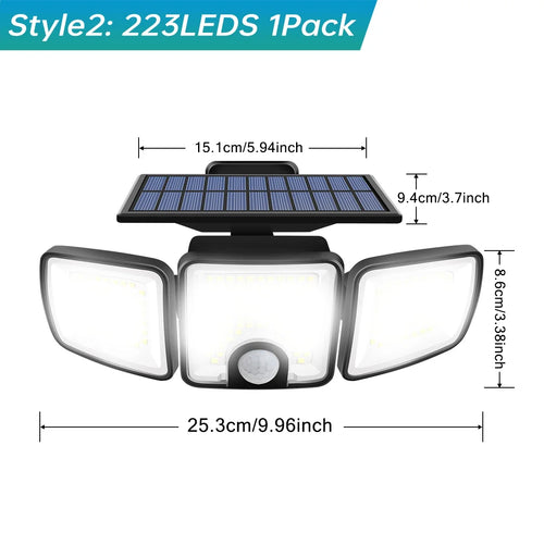 Solar Security Light, 3000 lm Dual PIR Motion Sensor, 3 Modes, 270° Coverage, 7000K LED Floodlight - product view 1