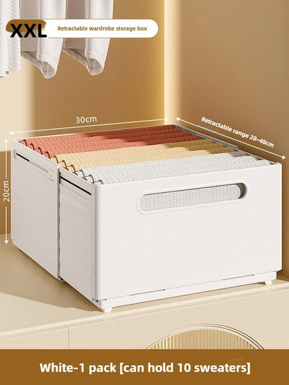Adjustable Stackable Pantry Bin, Foldable Plastic Closet Organizer for Clothes, Kitchen Cabinets and Wardrobe Storage - product view 5