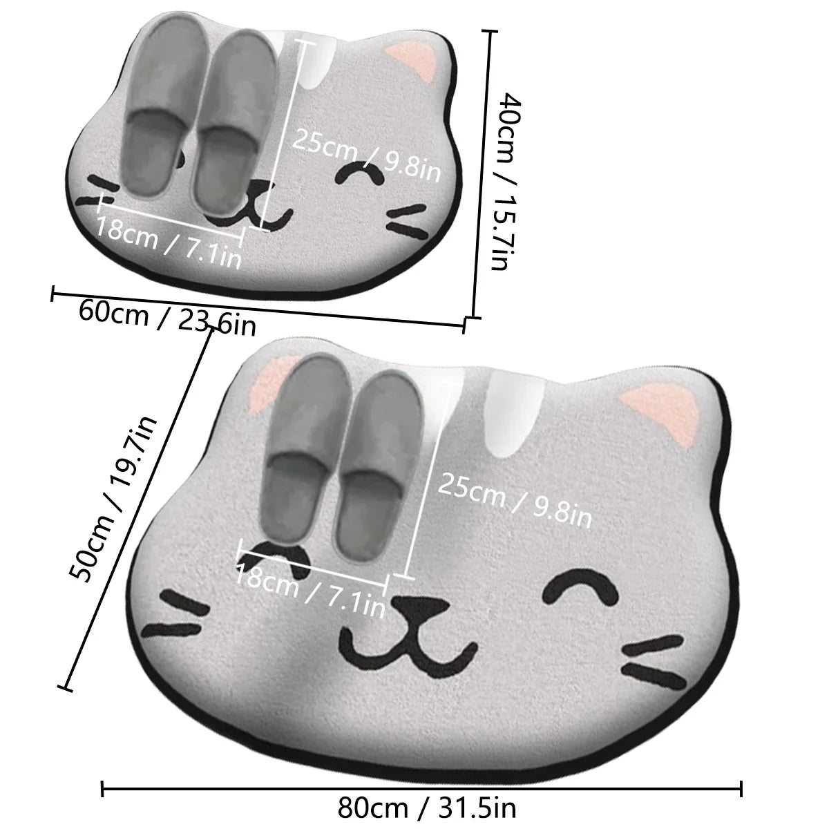 Bathroom Rug, Special-Shaped Polyester Floor Mat, Absorbent Non-Slip Toilet and Shower Room Mat in 2 Sizes - product view 4
