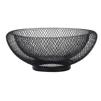Black Metal Wire Fruit Basket, 10 x 5.1 Inch Decorative Countertop Storage Bowl for Kitchen, Dining Table and Home Décor - product view 1
