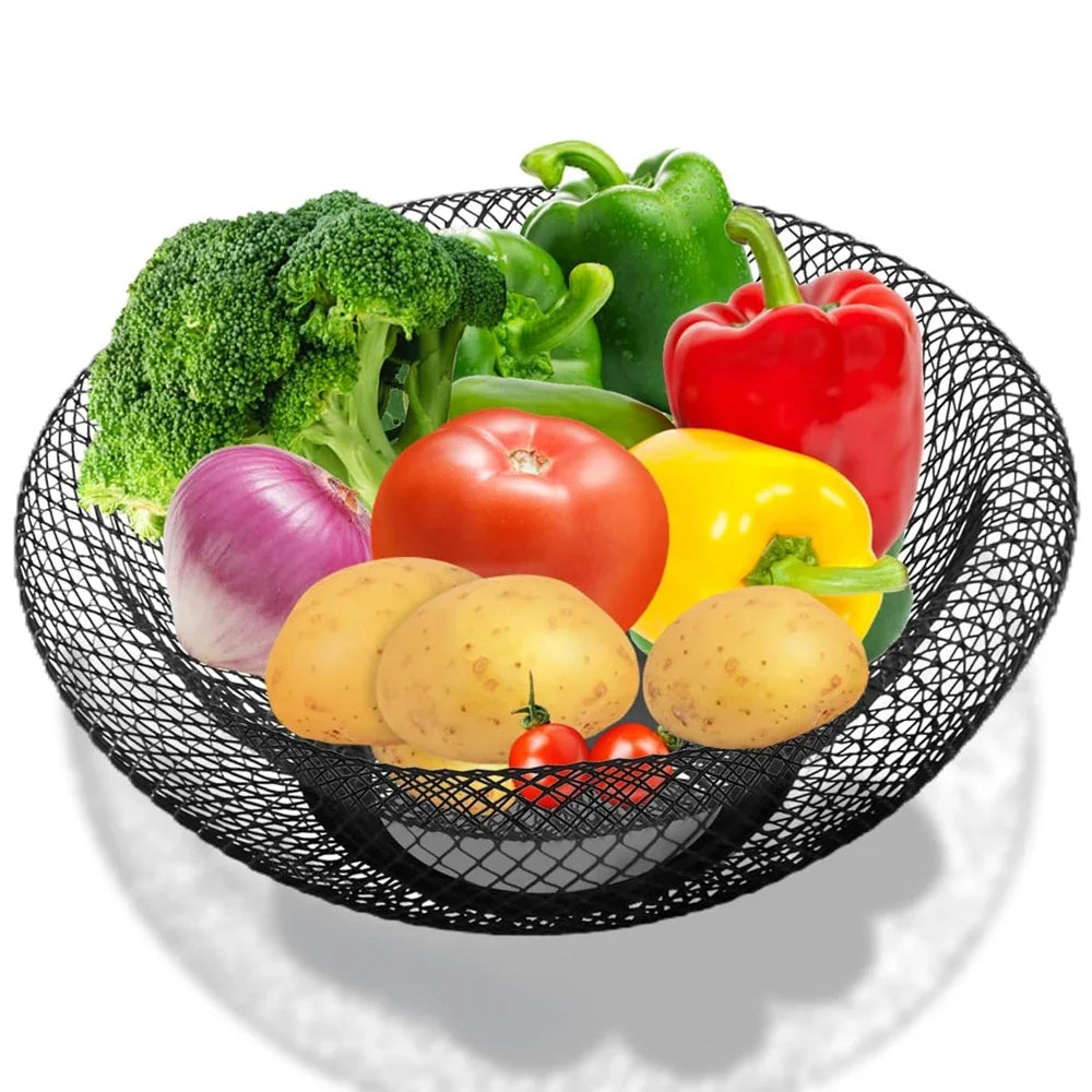 Black Metal Wire Fruit Basket, 10 x 5.1 Inch Decorative Countertop Storage Bowl for Kitchen, Dining Table and Home Décor - product view 2