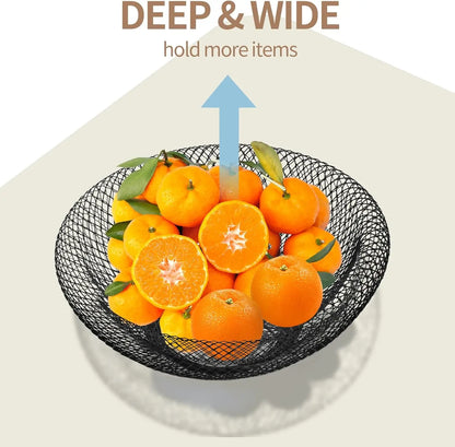Black Metal Wire Fruit Basket, 10 x 5.1 Inch Decorative Countertop Storage Bowl for Kitchen, Dining Table and Home Décor - product view 4