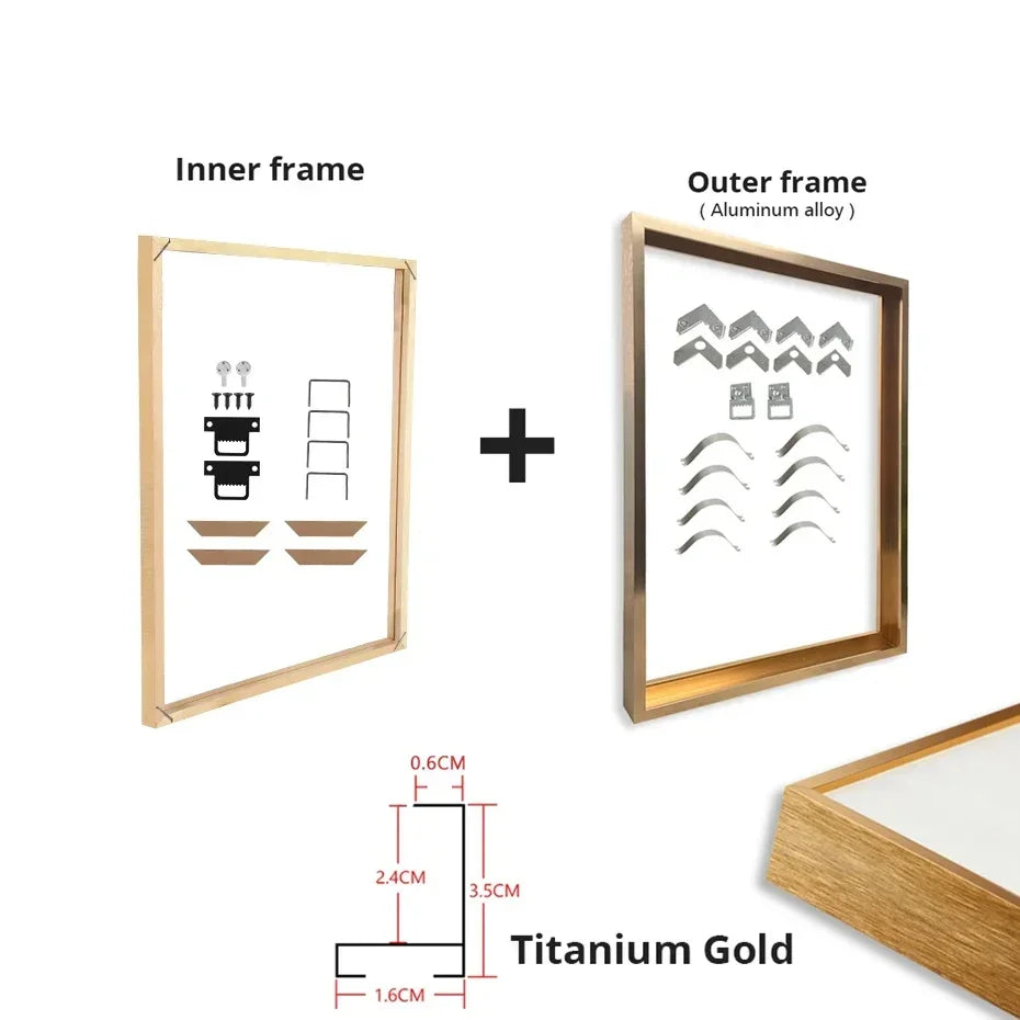 DIY Poster Frame Kit, Detachable Aluminum and Wood Rectangle Frame, Custom Sizes and Colors for Gallery Wall Decor - product view 2