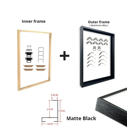 DIY Poster Frame Kit, Detachable Aluminum and Wood Rectangle Frame, Custom Sizes and Colors for Gallery Wall Decor - product view 3