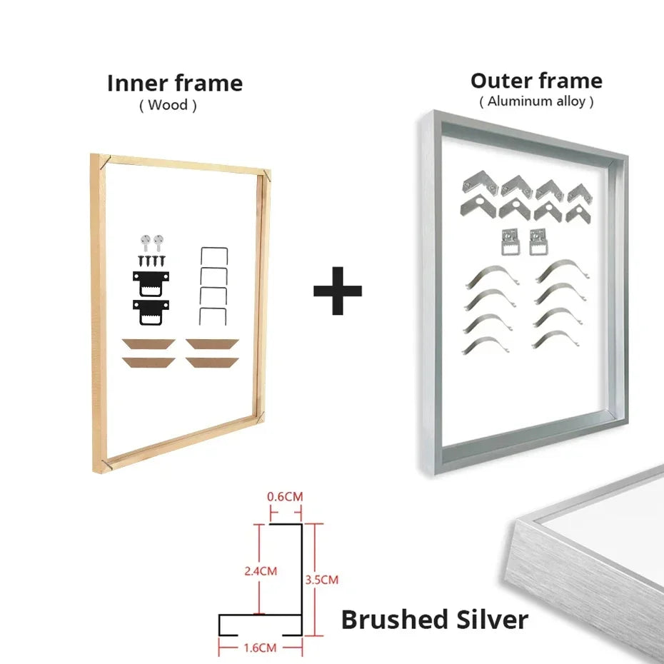 DIY Poster Frame Kit, Detachable Aluminum and Wood Rectangle Frame, Custom Sizes and Colors for Gallery Wall Decor - product view 4