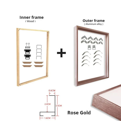 DIY Poster Frame Kit, Detachable Aluminum and Wood Rectangle Frame, Custom Sizes and Colors for Gallery Wall Decor - product view 5