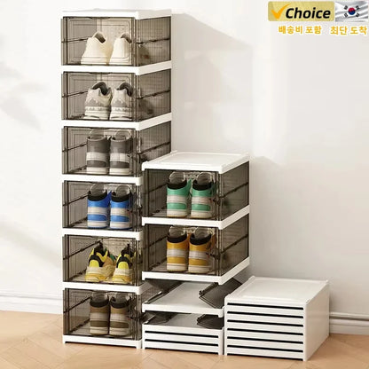 Stackable Shoe Storage Box, Transparent Foldable Plastic Organizer, 1, 3 or 6 Layers for Closets, Bedrooms and Entryways - product view 6