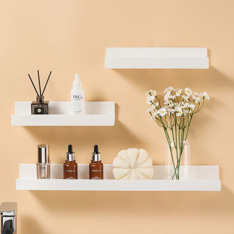 Corner Shower Shelf, White ABS Plastic Adhesive Caddy, Single-Tier No-Drill Wall-Mounted Bathroom Organizer - product view 2