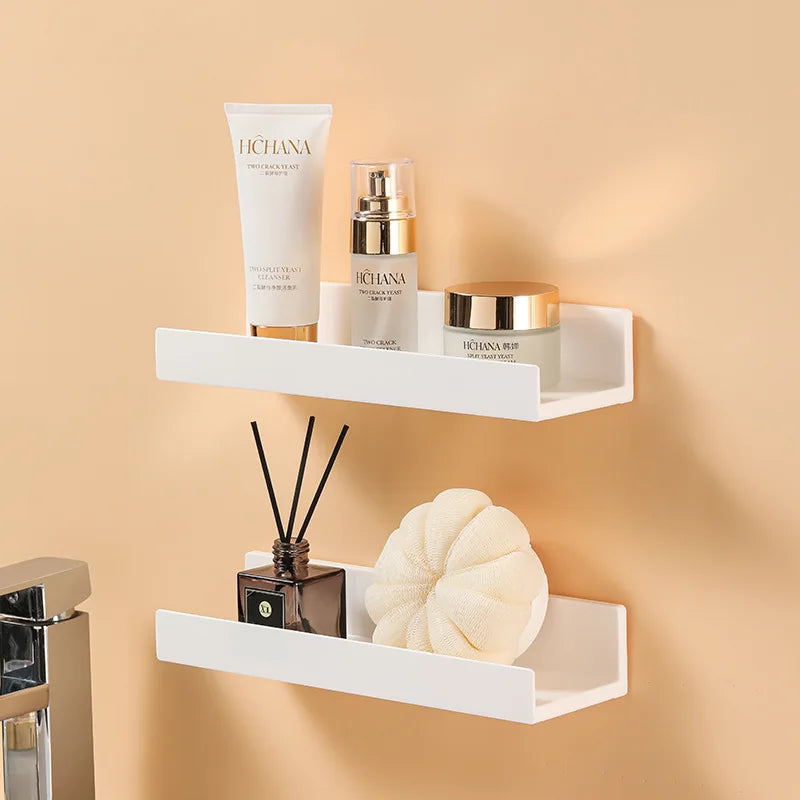 Corner Shower Shelf, White ABS Plastic Adhesive Caddy, Single-Tier No-Drill Wall-Mounted Bathroom Organizer - product view 3