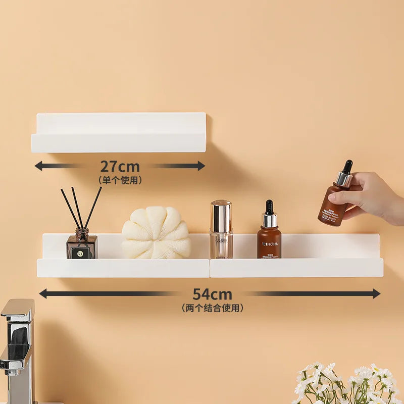 Corner Shower Shelf, White ABS Plastic Adhesive Caddy, Single-Tier No-Drill Wall-Mounted Bathroom Organizer - product view 4