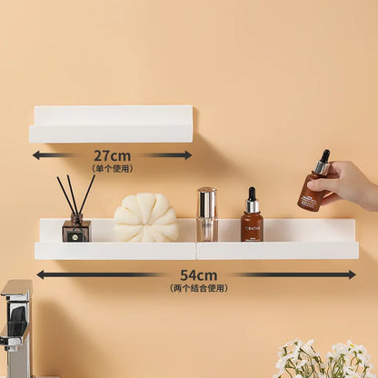 Corner Shower Shelf, White ABS Plastic Adhesive Caddy, Single-Tier No-Drill Wall-Mounted Bathroom Organizer - product view 4