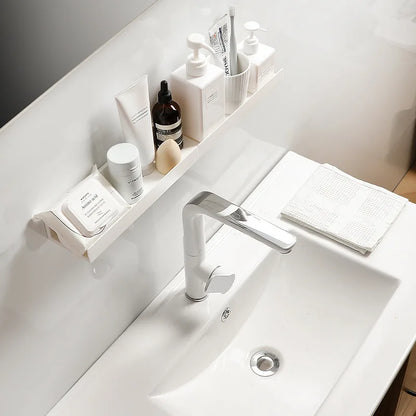 Corner Shower Shelf, White ABS Plastic Adhesive Caddy, Single-Tier No-Drill Wall-Mounted Bathroom Organizer - product view 6