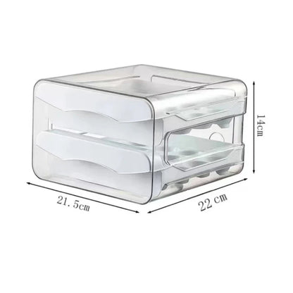 2-Tier Refrigerator Egg Organizer, 32-Grid Clear Drawer Storage Box with Lid, Reusable Plastic Holder for Fridge, Freezer and Pantry - product view 1