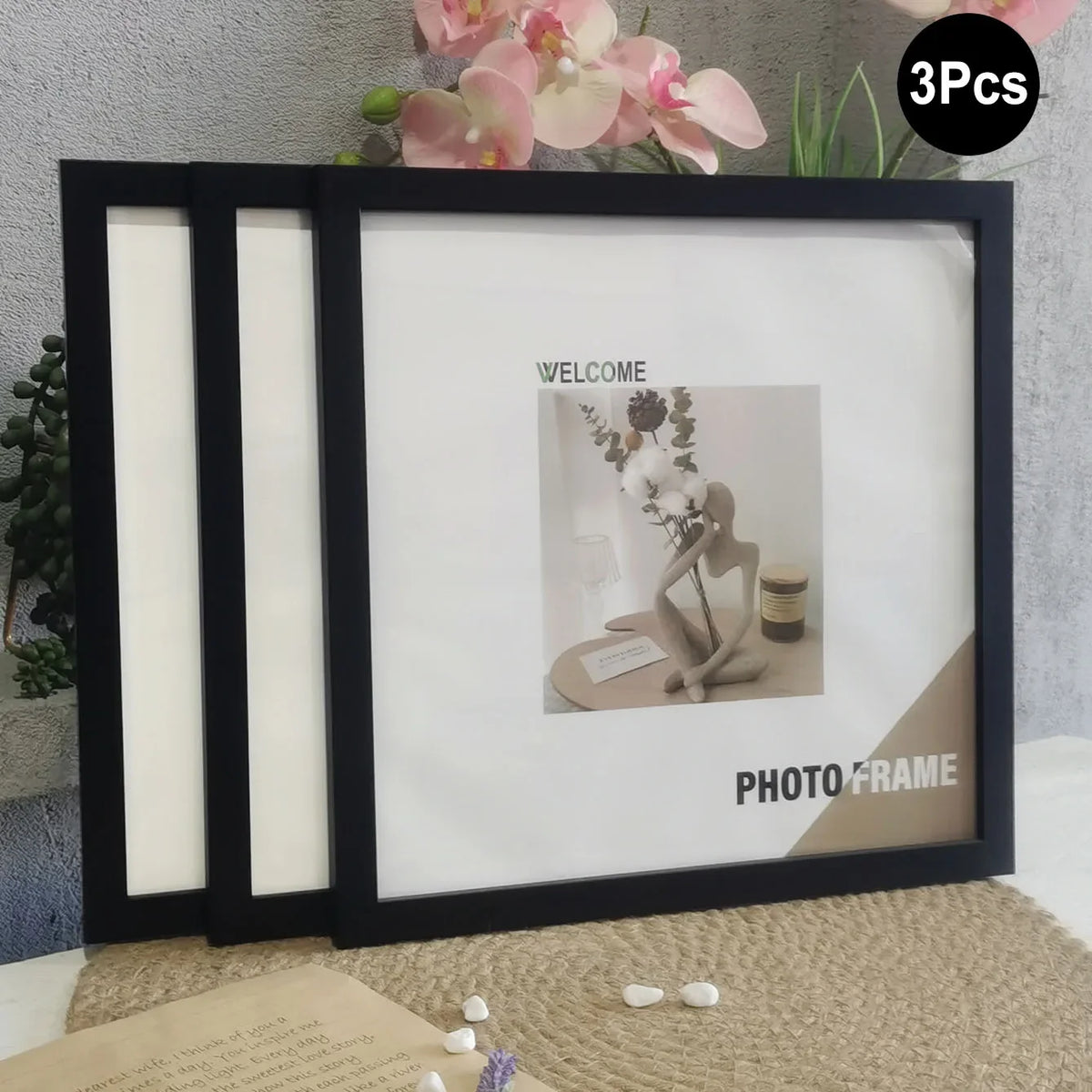 Square Wood Photo Frame, Clip-Back Display, Wall Hanging or Desktop Decor, 15–30 cm Size Options, Modern Style - product view 2