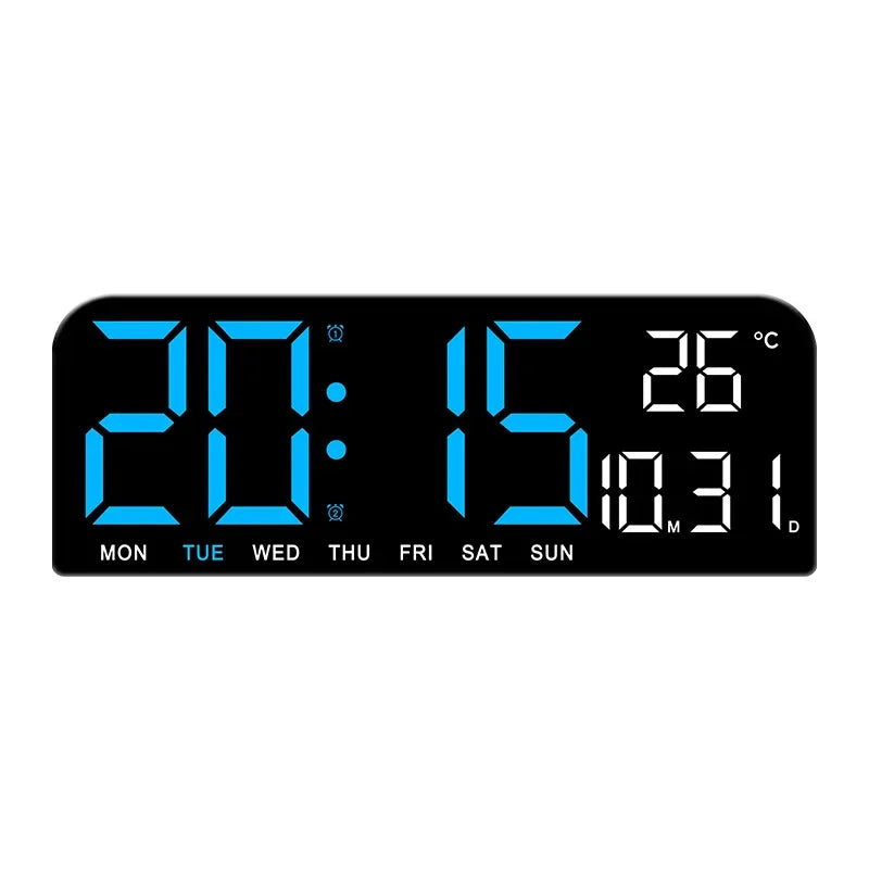 LED Digital Wall Clock, Large Display with Temperature, Calendar, Countdown, 4-Level Brightness and USB Plug-In Power - product view 3