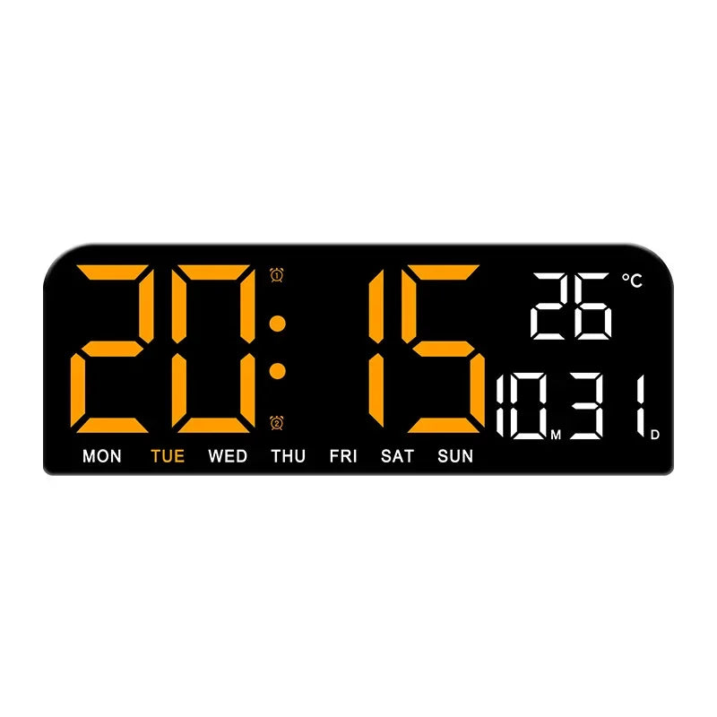 LED Digital Wall Clock, Large Display with Temperature, Calendar, Countdown, 4-Level Brightness and USB Plug-In Power - product view 4