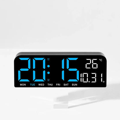 LED Digital Wall Clock, Large Display with Temperature, Calendar, Countdown, 4-Level Brightness and USB Plug-In Power - product view 6