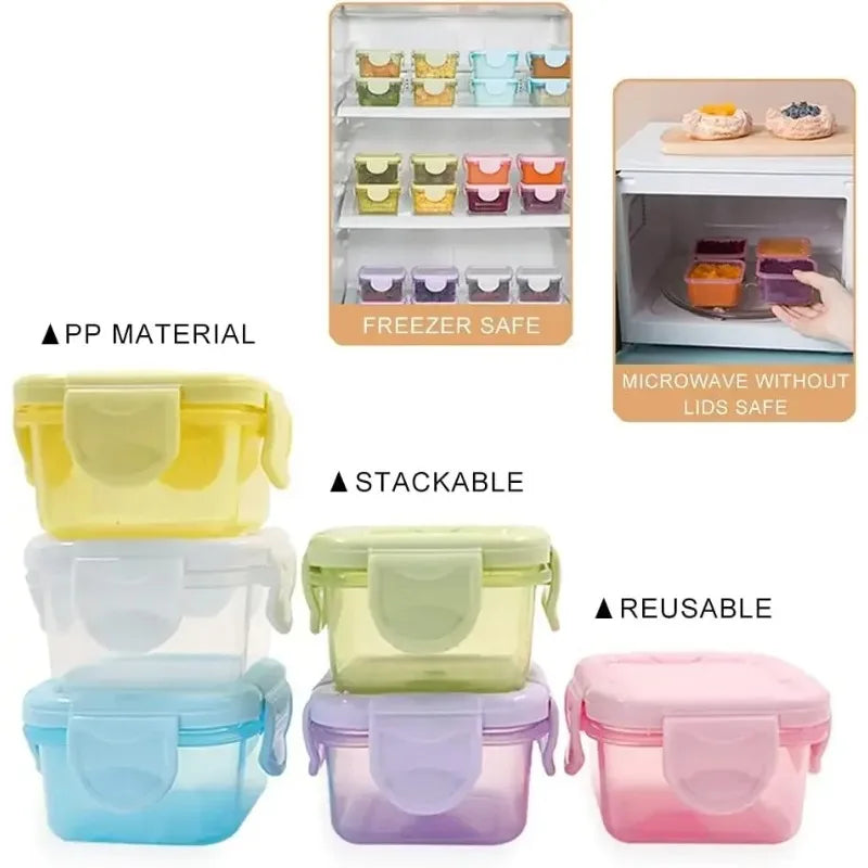 4-Piece Mini Food Storage Containers, 60 ml Airtight Leakproof Lidded Bowls for Condiments, Sauces and Freezer Use - product view 3