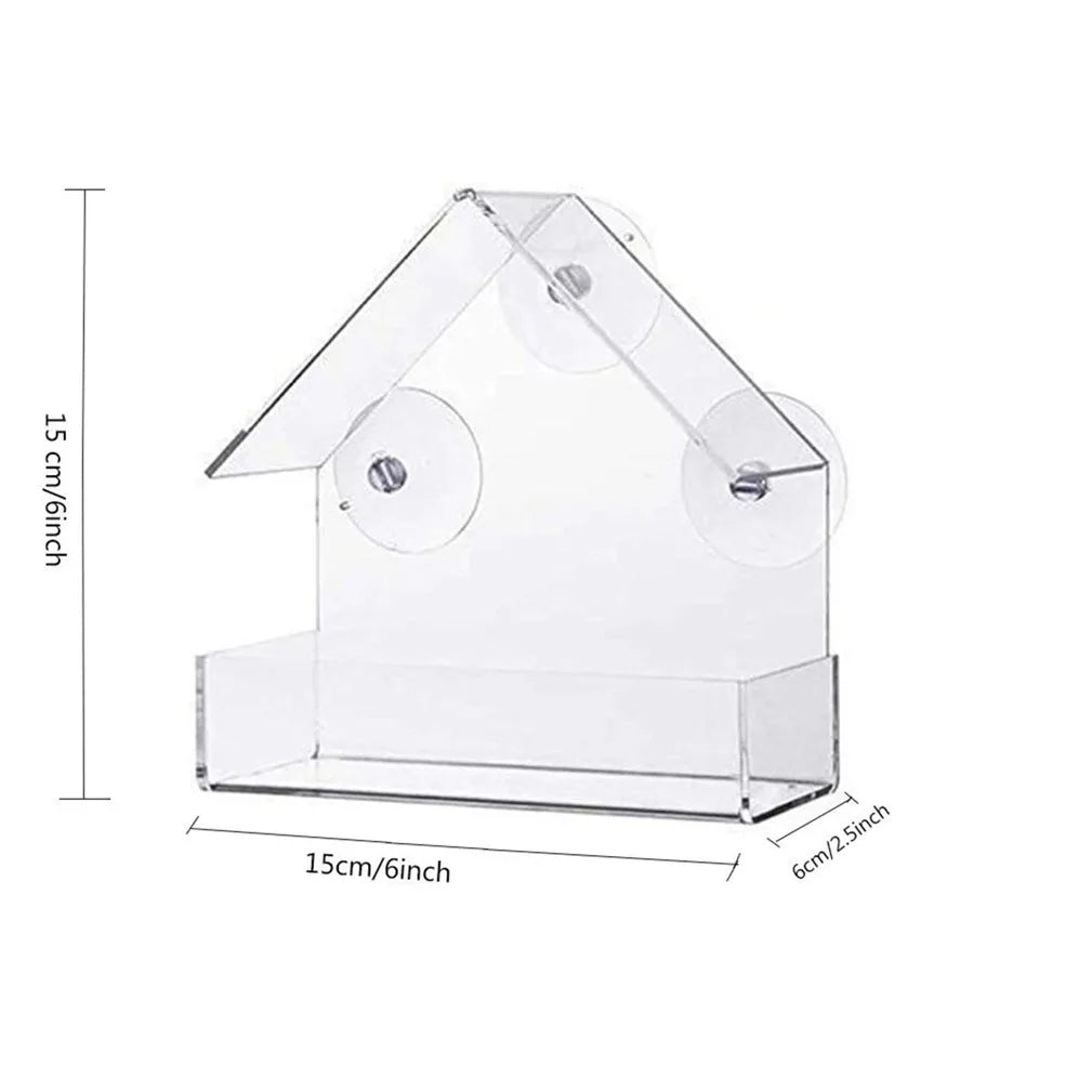 Transparent Window-Mount Bird Feeder, Plastic Removable Suction-Cup Feed Tray for Garden, Patio and Yard Bird Watching - product view 1