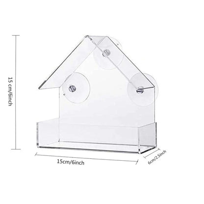Transparent Window-Mount Bird Feeder, Plastic Removable Suction-Cup Feed Tray for Garden, Patio and Yard Bird Watching - product view 1