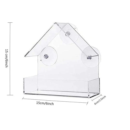 Transparent Window-Mount Bird Feeder, Plastic Removable Suction-Cup Feed Tray for Garden, Patio and Yard Bird Watching - product view 1
