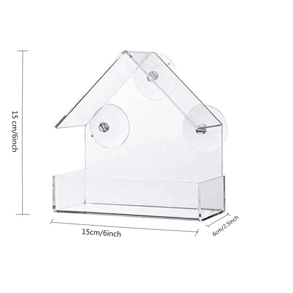 Transparent Window-Mount Bird Feeder, Plastic Removable Suction-Cup Feed Tray for Garden, Patio and Yard Bird Watching - product view 6