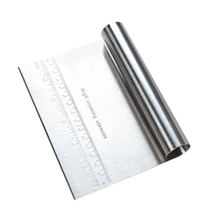 Stainless Dough Scraper with Measuring Scale, Pizza Cutter, Bread Separator and Pastry Chopper for Baking - product view 1