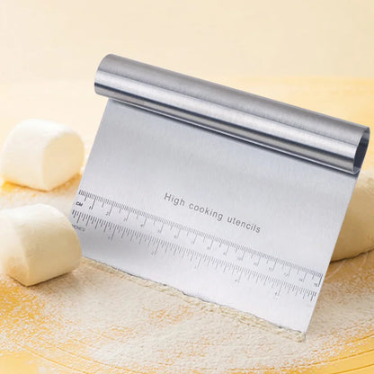 Stainless Dough Scraper with Measuring Scale, Pizza Cutter, Bread Separator and Pastry Chopper for Baking - product view 4