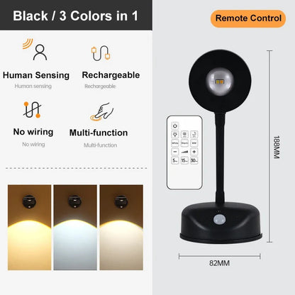 Rechargeable LED Sensor Wall Light, USB-C Charging, Remote Dimming, 3 m Motion Detection, 25-Second Auto-Off, 1200 or 2000 mAh - product view 2