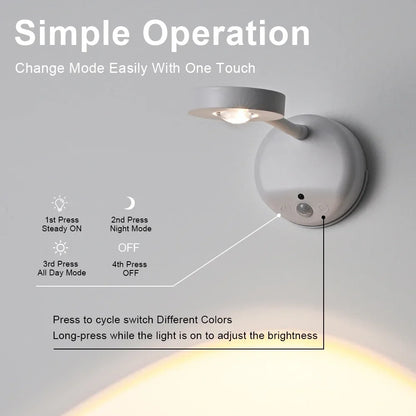 Rechargeable LED Sensor Wall Light, USB-C Charging, Remote Dimming, 3 m Motion Detection, 25-Second Auto-Off, 1200 or 2000 mAh - product view 5