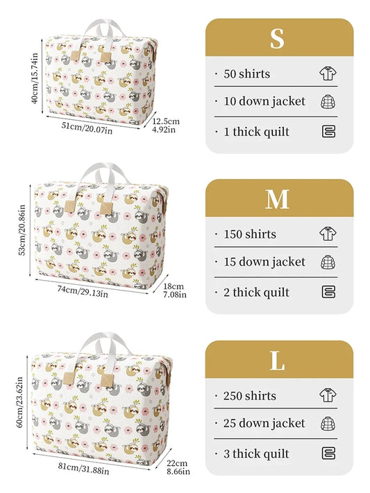 Foldable Quilt Storage Bag, Large-Capacity Polyester Clothing Organizer with Zipper and Reinforced Handle, S–L Options - product view 1