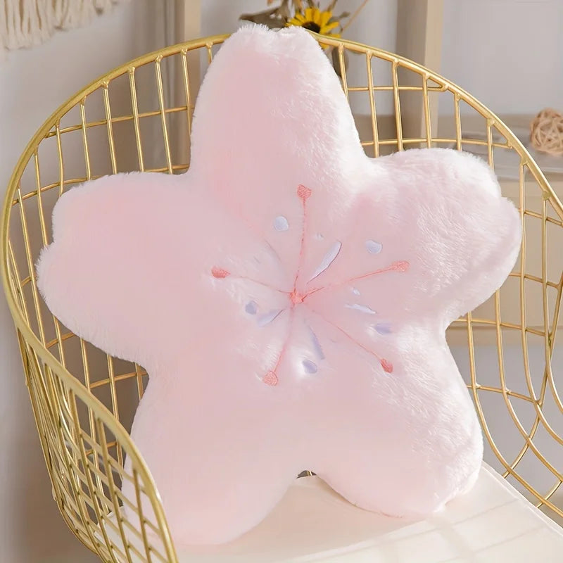 Round Cherry Blossom Decorative Pillow, Soft Pink Polyester Cushion with Polyester Fiber Filling for Bedding and Décor - product view 1