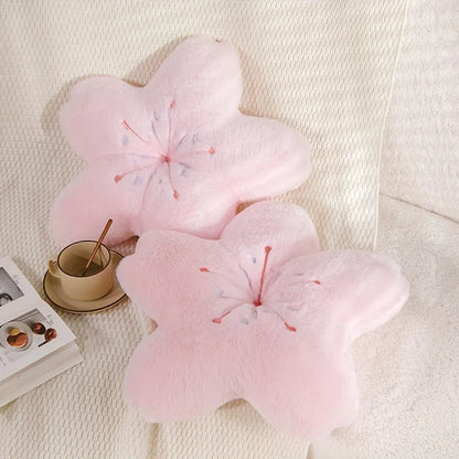 Round Cherry Blossom Decorative Pillow, Soft Pink Polyester Cushion with Polyester Fiber Filling for Bedding and Décor - product view 2