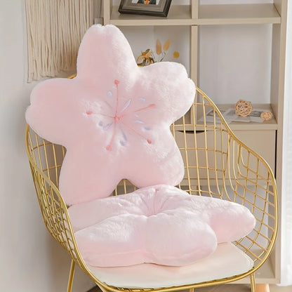 Round Cherry Blossom Decorative Pillow, Soft Pink Polyester Cushion with Polyester Fiber Filling for Bedding and Décor - product view 4