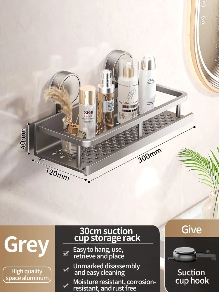 No Drill Suction Cup Bathroom Shelf, adhesive shower caddy product view 1